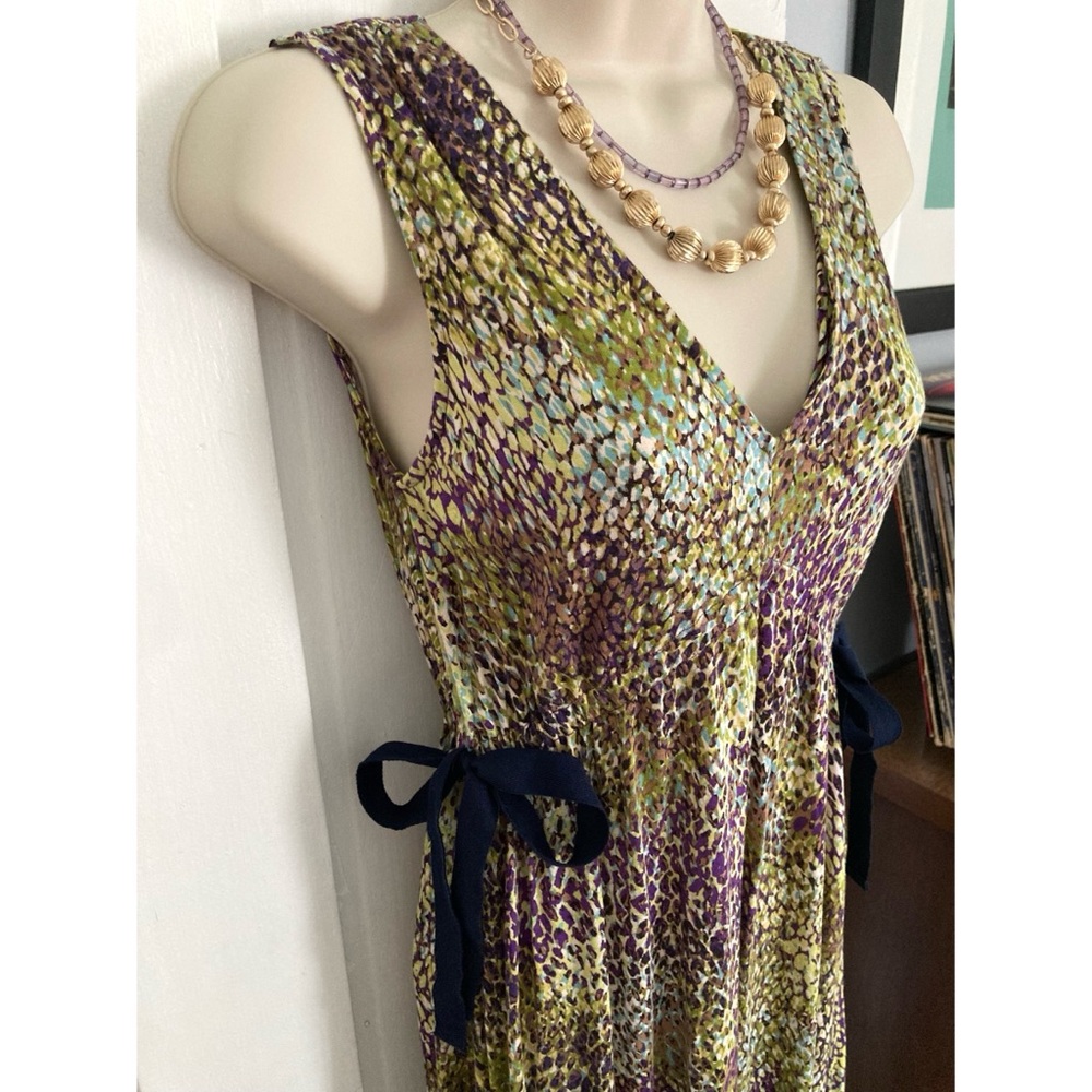 French Connection “Jungle Fusion Dragon” Print Knit Sundress Green & Purple